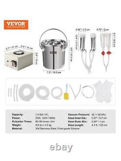 VEVOR goat milking machine, 6 liter 304 stainless steel bucket