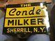 Vintage Conde Milker Embossed Metal Sign Milk Farm Cow Sherrill Ny