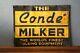 Vintage Conde Milker Dairy Cow Sign Embossed Farm Sign Tin Tacker Rare
