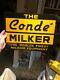 Vintage Conde Milker Dairy Cow Sign Embossed Farm Sign Tin Tacker Rare