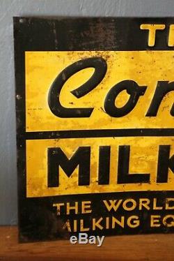 Vintage Conde Milker dairy cow Sign Embossed Farm sign tin tacker Rare