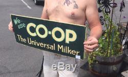 Vintage Coop Universal Milker Metal Dairy Farm Sign Co-op Milk Cow