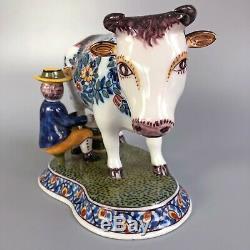 Vintage Royal Tichelaar Makkum Delft Polychrome Cow Milker (Large)
