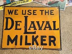Vintage We Use The DeLaval Milker Metal Sign Dairy Cow Farm Feed Seed 1941