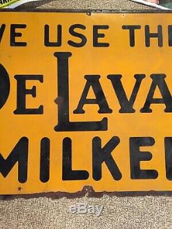 Vintage We Use The DeLaval Milker Metal Sign Dairy Cow Farm Feed Seed 1941