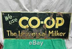 Vintage tin CO-OP Universal Milker dairy farm sign CO-OP feed farm sign milk cow