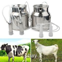 14l Double Head Milking Machine Vacuum Impulse Pump For Cow Milker Eu Plug 220v