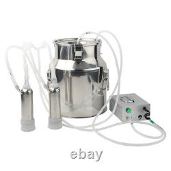 14l Double Head Milking Machine Vacuum Impulse Pump For Cow Milker Eu Plug 220v