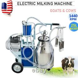 25l Automatique Electric Milking Milker Machine Farm Cows Goat Bucket Vacuum Pump