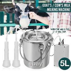 5l Electric Goat Cattle Cow Milking Machine Aspiration Pump Milker Acier Inoxydable