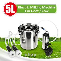 5l Electric Milking Machine Vacuum Impulse Pump Acier Inoxydable Cowithgoat