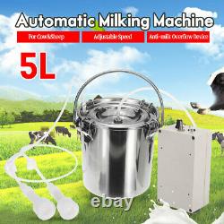 5l Electric Milking Machine Vacuum Pump Cow Goat Milker 2 Têtes