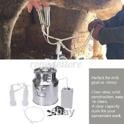 Double Tête 14l Electric Barrel Milking Machine Cow Goat Sheep Milker Vacuum Pump