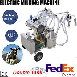 Kit De Machine À Traire De Traite De Vache Laitière De Vache USA Farm + Baril De Réservoir À Deux Seaux 110v