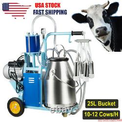 Machine Électrique Automatique De Traite Ferme Vaches Chèvre 25l Bucket Vacuum Pump Dairy