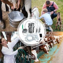 Machine à Traire Électrique en Acier Inoxydable pour Vaches et Chèvres avec Seau à Lait de 7L