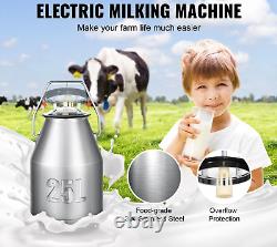 Machine à Traire Électrique pour 10 Vaches 6,6 Gal / 25L / Acier Inoxydable 304 + Tasses & Tubes