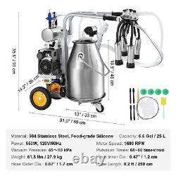 Machine à Traire Électrique pour 10 Vaches 6,6 Gal / 25L / Acier Inoxydable 304 + Tasses & Tubes