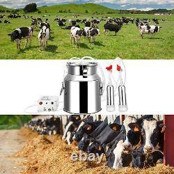 Machine à traire les vaches à double tête avec pompe à vide pulsée réglable de 14 litres et arrêt automatique.