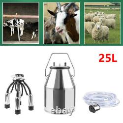 Seau à lait de vache de 25L pour machine à traire en acier inoxydable 304