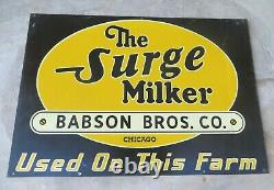 The Surge Milker Babson Bros Chicago Farm Antique Adv Signe Cow Dairy 16.25x11.25